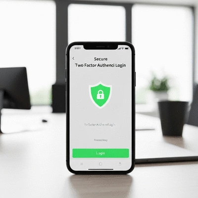 Digital security interface showing two-factor authentication setup on a smartphone screen