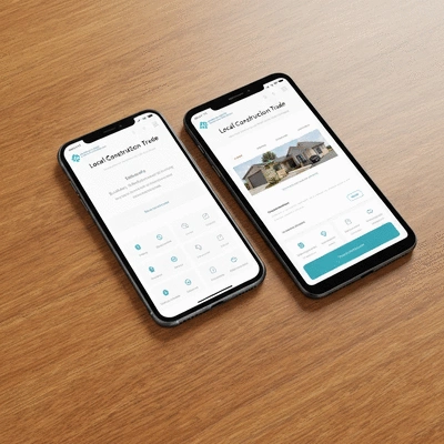 Smartphone and laptop displaying a local trade business website side by side